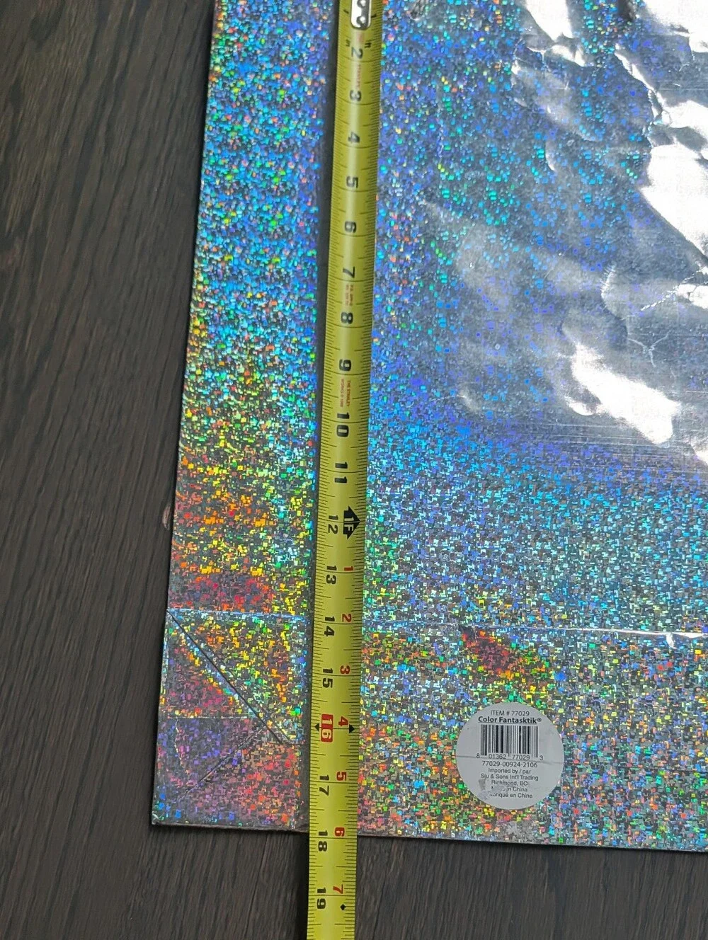 Color Fantasktik Holographic Silver Medium Paper Gift Bag 18x13x5